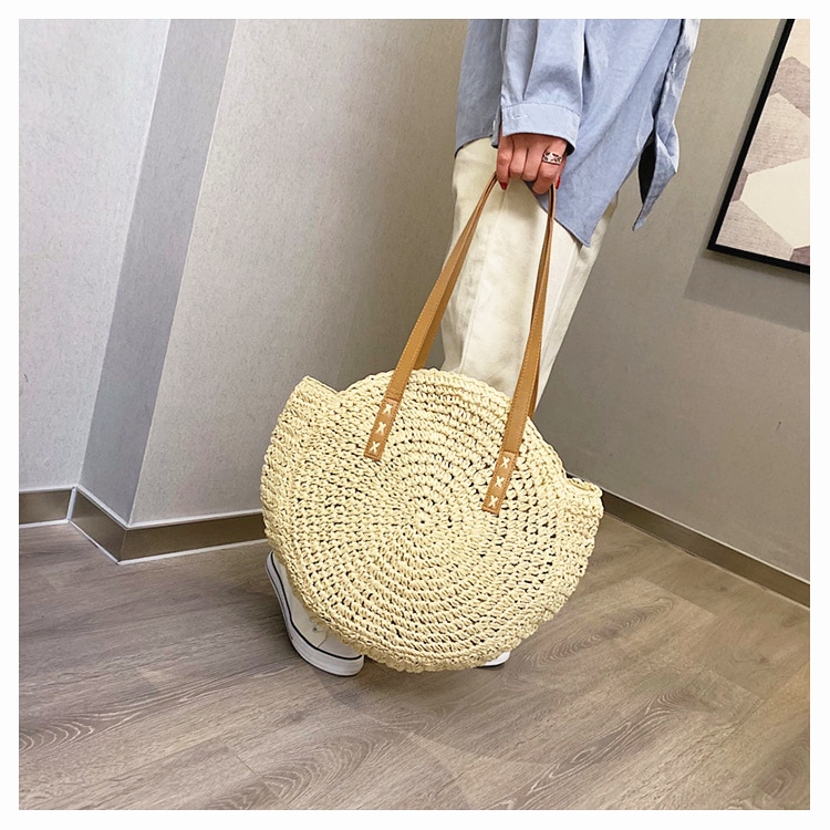 Women's Woven Rattan Flower Bag