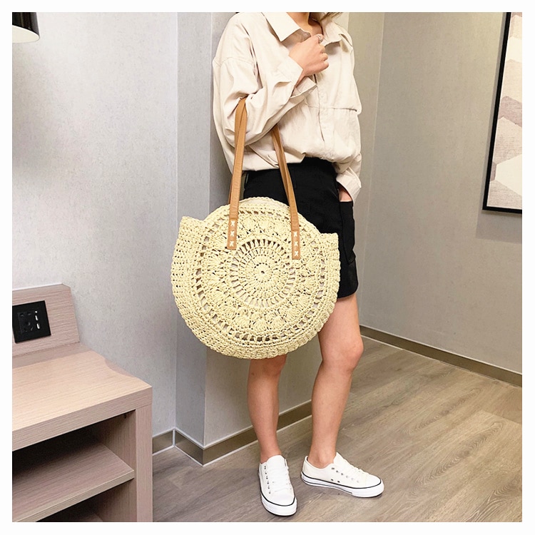 Women's Woven Rattan Flower Bag