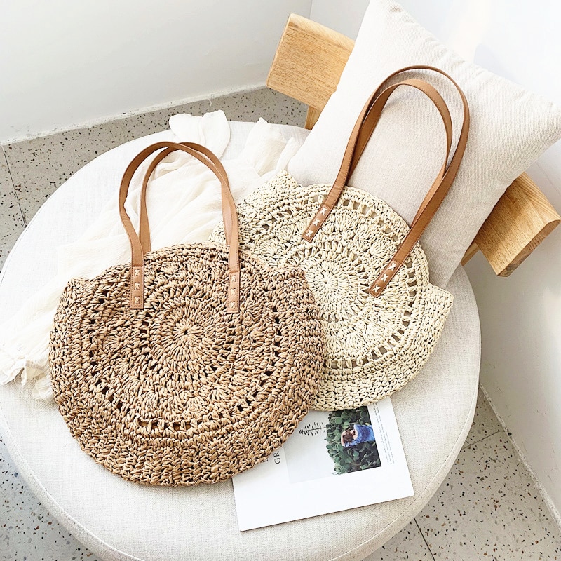 Women's Woven Rattan Flower Bag