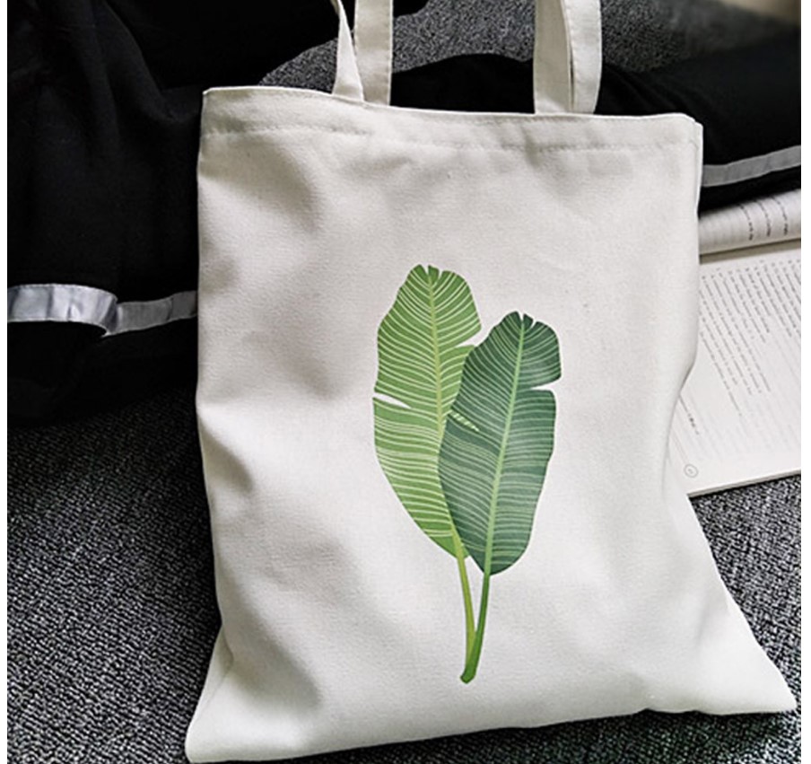 Women's Banana Leaf Print Canvas Tote Bag Women's Banana Leaf Print Canvas Tote Bag